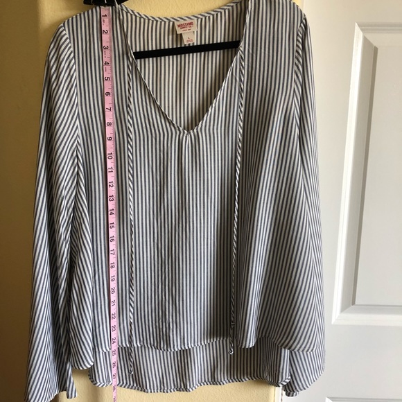 Modismo L Bell Sleeve Peasant Tunic Blue White NWT - Picture 1 of 5